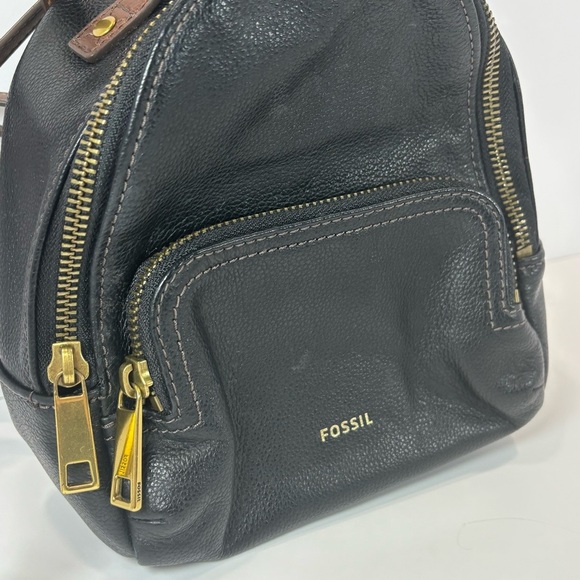 Fossil Cow Hide Leather Felicity Black Brown Mini Backpack EUC SHB2408 - Picture 2 of 10